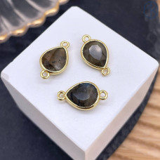 Коннектор капля огранка лабрадор, цвет золото ~ 11 мм