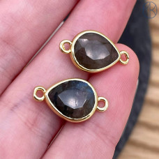 Коннектор капля огранка лабрадор, цвет золото ~ 11 мм
