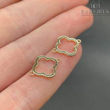 Коннектор клевер контур, цвет золото 15х12 мм 