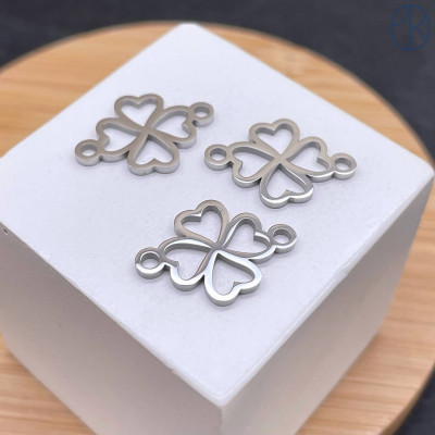 Коннектор клевер сталь 16 мм, цвет серебро