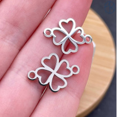 Коннектор клевер сталь 16 мм, цвет серебро