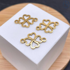 Коннектор клевер сталь 16 мм, цвет золото 18К