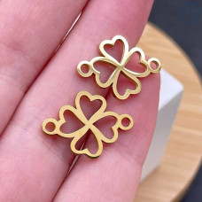 Коннектор клевер сталь 16 мм, цвет золото 18К