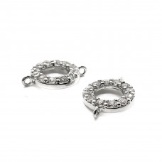 Коннектор кольцо цирконы, цвет серебро 10 мм