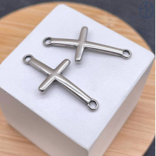 Коннектор крест сталь 30 мм, цвет серебро 