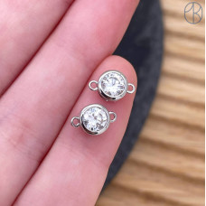 Коннектор круг циркон, цвет серебро 9х6 мм