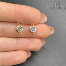 Коннектор круг циркон, цвет золото 9х6 мм 