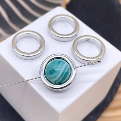 Коннектор круг, цвет серебро 14 мм