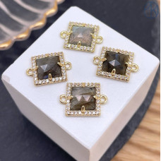 Коннектор квадрат огранка лабрадор, цвет золото ~ 11 мм