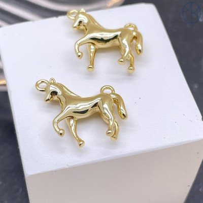 Коннектор лошадь, цвет золото 19х18 мм