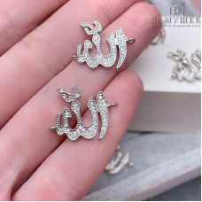 Коннектор мусульманский цирконы, цвет серебро 21х18 мм