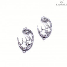 Коннектор мусульманский цирконы, цвет серебро 28х16 мм