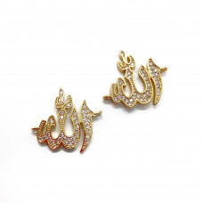 Коннектор мусульманский цирконы, цвет золото 21х18 мм