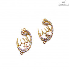 Коннектор мусульманский цирконы, цвет золото 28х16 мм