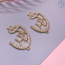 Коннектор мусульманский цирконы, цвет золото 28х16 мм