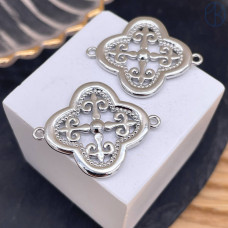 Коннектор национальный №20, цвет серебро 25 мм