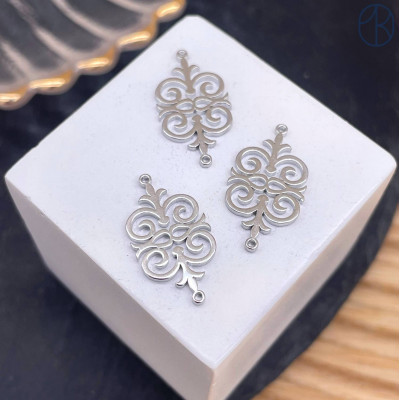 Коннектор национальный №26, цвет серебро 20 мм