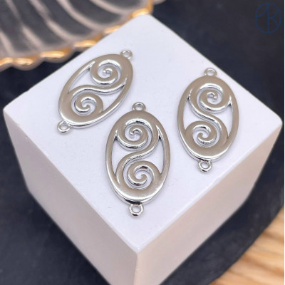 Коннектор национальный №27, цвет серебро 25 мм