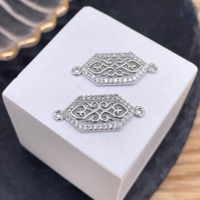 Коннектор национальный №32, цвет серебро 24 мм