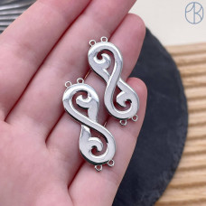 Коннектор национальный №6, цвет серебро 30х14 мм