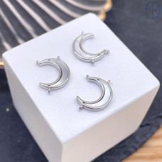 Коннектор полумесяц белый перламутр, цвет серебро 10х15мм 