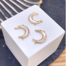 Коннектор полумесяц белый перламутр, цвет золото 10х15 мм 