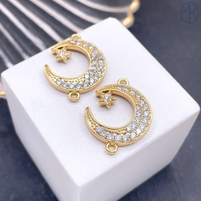 Коннектор полумесяц, цвет золото 22х17 мм 