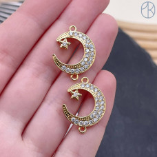 Коннектор полумесяц, цвет золото 22х17 мм 