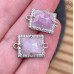 Коннектор прямоугольник огранка лавандовый аметист, цвет серебро ~ 13х11 мм