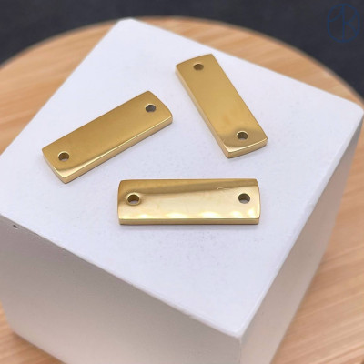 Коннектор прямоугольник сталь 18х6 мм, цвет золото 18К