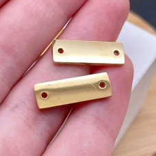 Коннектор прямоугольник сталь 18х6 мм, цвет золото 18К