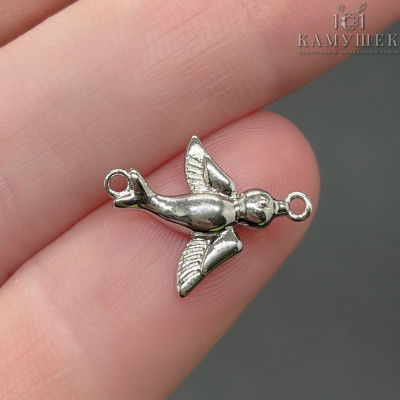 Коннектор птичка, цвет серебро 15х12 мм