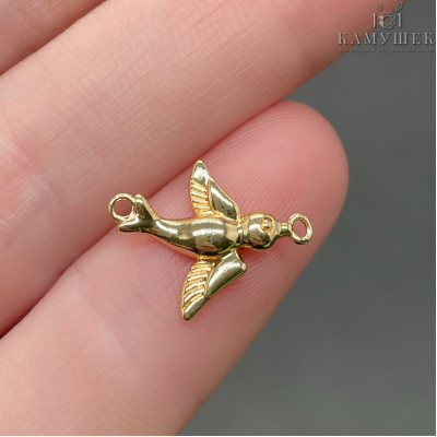 Коннектор птичка, цвет золото 15х12 мм