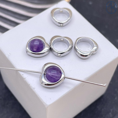 Коннектор сердце, цвет серебро 10 мм