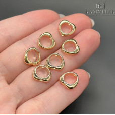 Коннектор сердце, цвет золото 10 мм