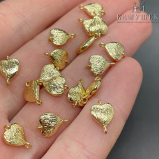 Коннектор сердце фактурное, цвет золото 11х7 мм