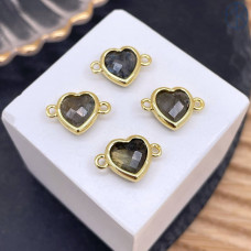 Коннектор сердце огранка лабрадор, цвет золото ~ 11 мм