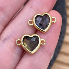 Коннектор сердце огранка лабрадор, цвет золото ~ 11 мм