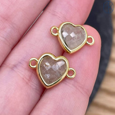Коннектор сердце огранка пренит, цвет золото ~ 11 мм