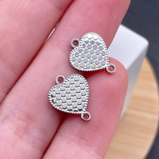 Коннектор сердце сталь 13 мм, цвет серебро