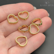 Коннектор сердце узор, цвет золото 11 мм