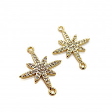 Коннектор северная звезда цирконы, цвет золото 23х18 мм