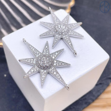 Коннектор солнце цирконы, цвет серебро 35х24 мм 