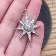 Коннектор солнце цирконы, цвет серебро 35х24 мм 