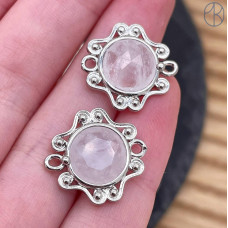 Коннектор солнце огранка горный хрусталь, цвет серебро ~ 16 мм