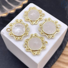 Коннектор солнце огранка горный хрусталь, цвет золото ~ 16 мм