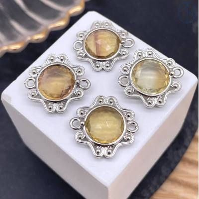 Коннектор солнце огранка хз, цвет серебро ~ 16 мм