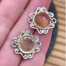 Коннектор солнце огранка хз, цвет серебро ~ 16 мм