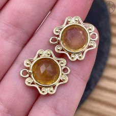 Коннектор солнце огранка хз, цвет золото ~ 16 мм