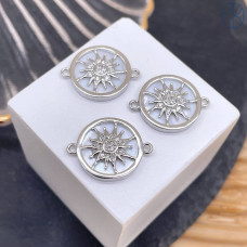 Коннектор солнце перламутр, цвет серебро 15 мм 